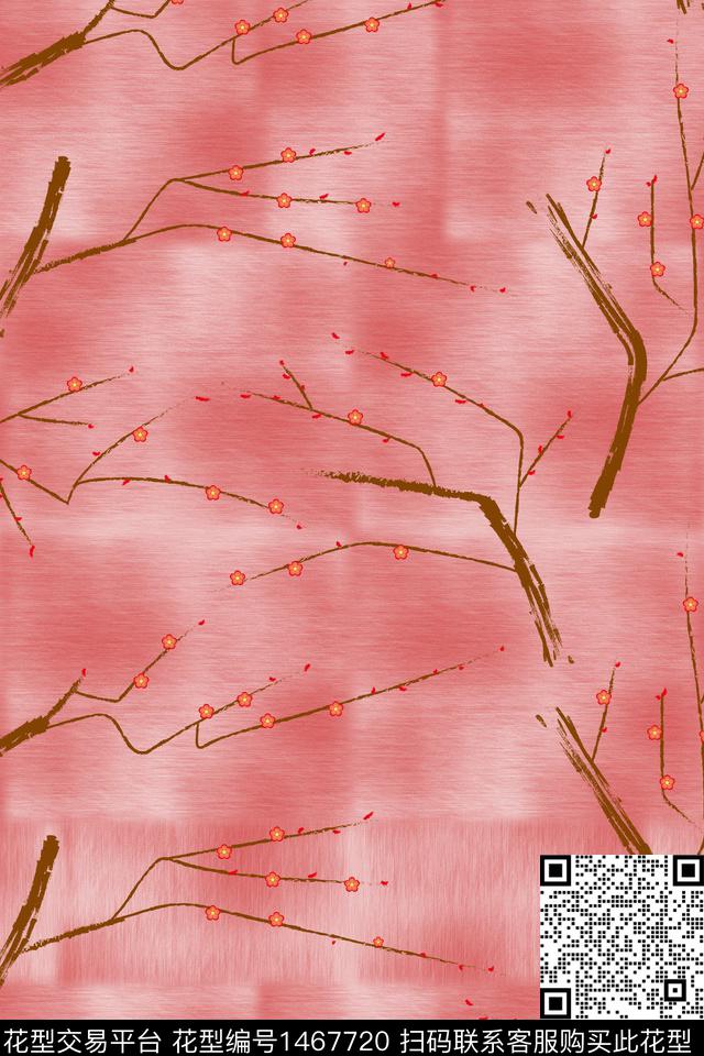 梅花树枝大牌风数码印花华亿平台下载（图片编号: 1467720） - 瓦栏（Walan）