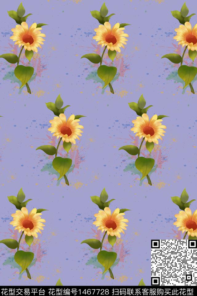 水彩花卉小清新数码印花华亿平台下载（图片编号: 1467728） - 瓦栏（Walan）