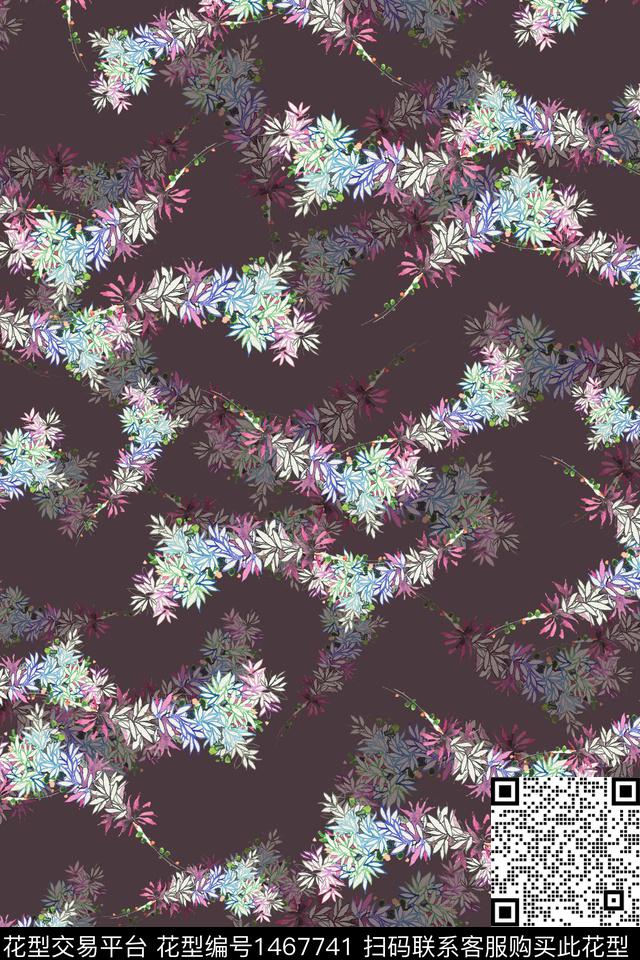 花卉大牌风香云纱数码印花华亿平台下载（图片编号: 1467741） - 瓦栏（Walan）