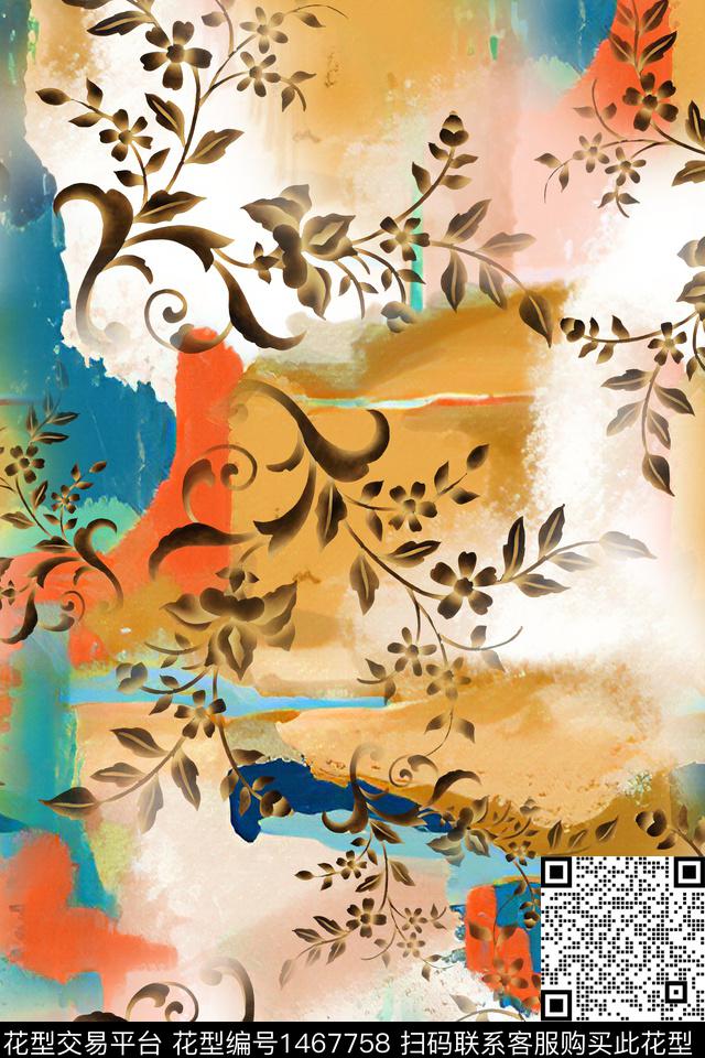 肌理传统纹样大牌风数码印花华亿平台下载（图片编号: 1467758） - 瓦栏（Walan）