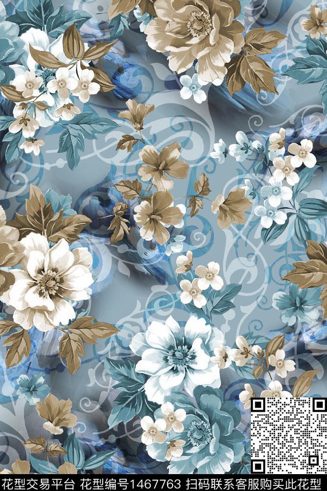 绿植树叶大牌风香云纱数码印花华亿平台下载（图片编号: 1467763） - 瓦栏（Walan）