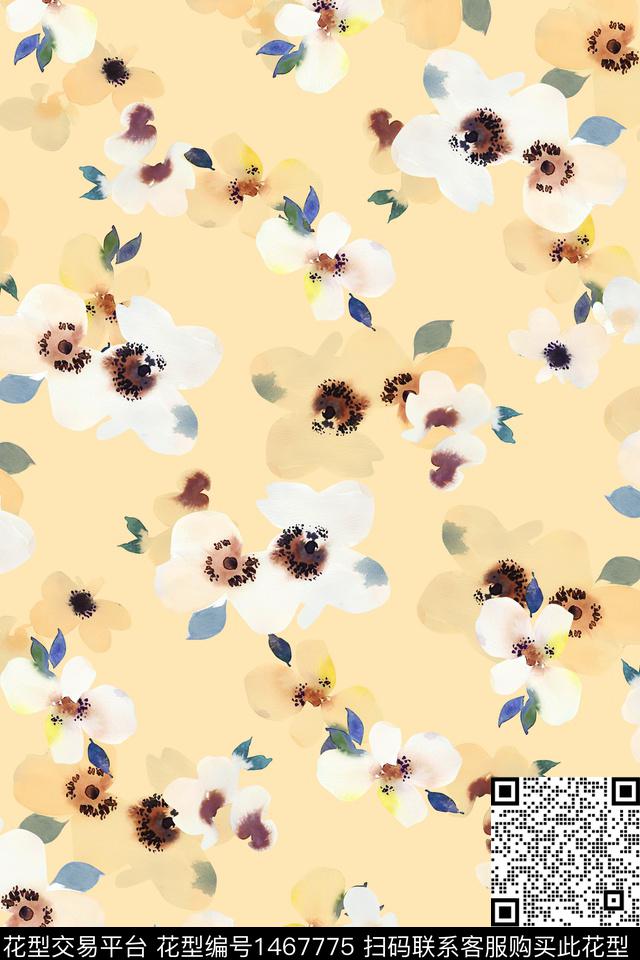 清爽底花卉大牌风小清新数码印花华亿平台下载（图片编号: 1467775） - 瓦栏（Walan）
