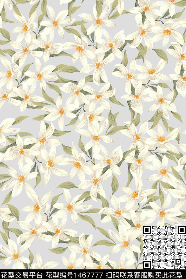 清爽底花卉大牌风小清新数码印花华亿平台下载（图片编号: 1467777） - 瓦栏（Walan）