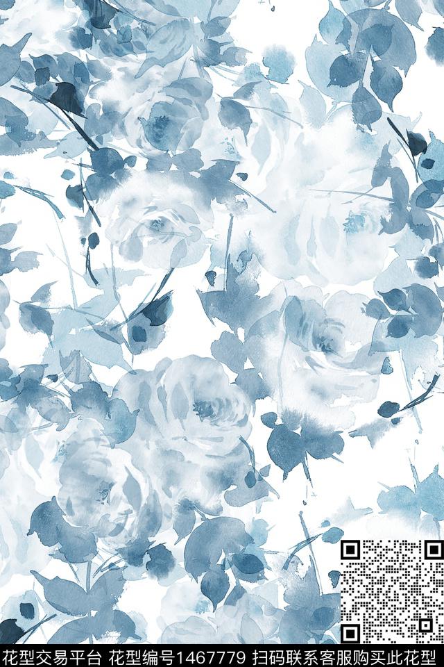 清爽底花卉大牌风小清新数码印花华亿平台下载（图片编号: 1467779） - 瓦栏（Walan）