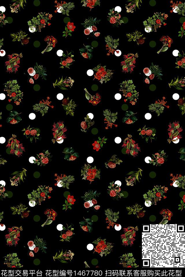 小清新真丝小碎花数码印花华亿平台下载（图片编号: 1467780） - 瓦栏（Walan）
