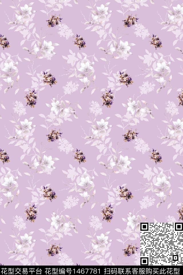 花卉小清新真丝数码印花华亿平台下载（图片编号: 1467781） - 瓦栏（Walan）