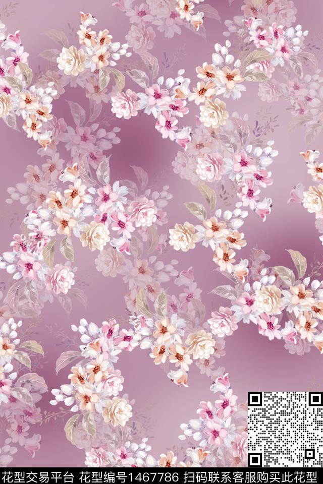 小清新真丝小碎花数码印花华亿平台下载（图片编号: 1467786） - 瓦栏（Walan）