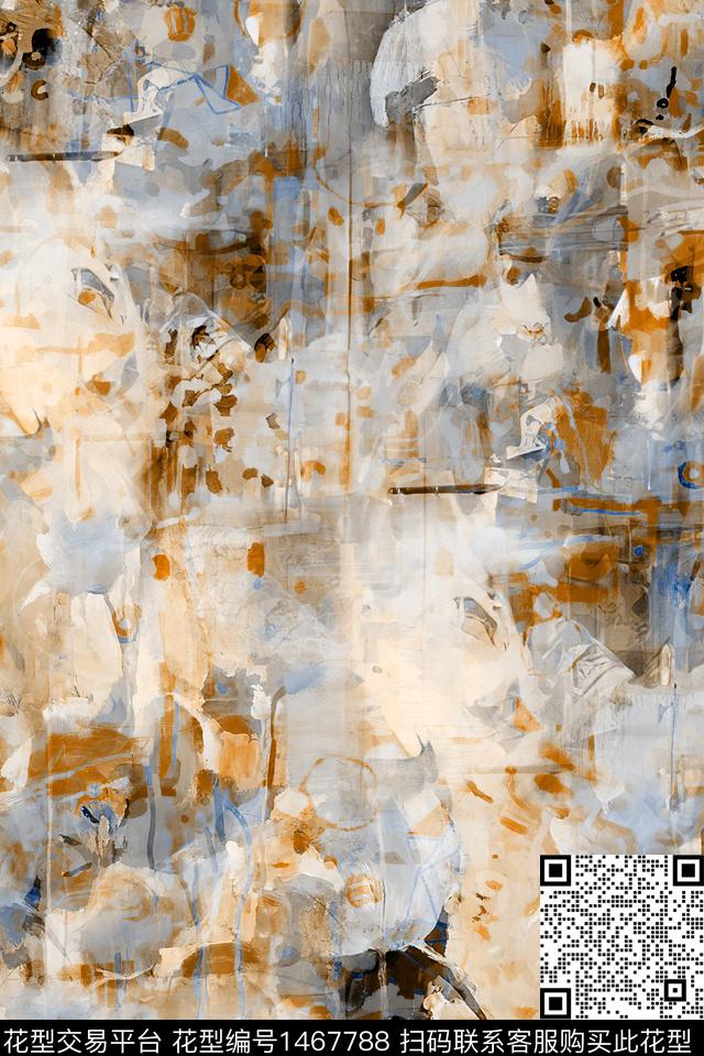 肌理抽象真丝数码印花华亿平台下载（图片编号: 1467788） - 瓦栏（Walan）