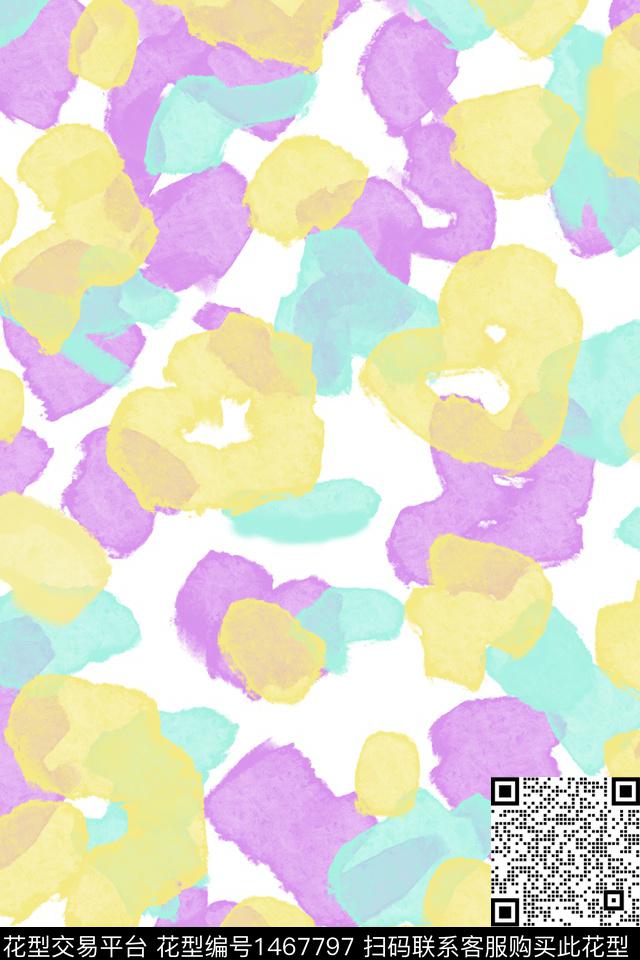 水彩笔触花卉数码印花华亿平台下载（图片编号: 1467797） - 瓦栏（Walan）