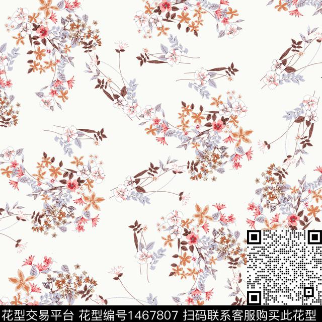 花卉满版散花传统华亿平台传统印花华亿平台下载（图片编号: 1467807） - 瓦栏（Walan）