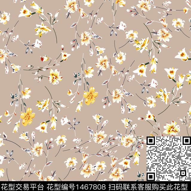 花卉满版散花传统华亿平台传统印花华亿平台下载（图片编号: 1467808） - 瓦栏（Walan）