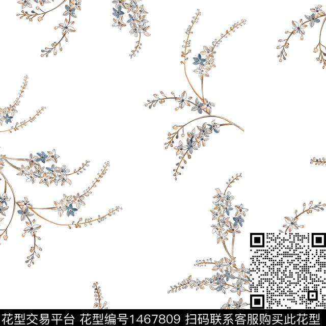 花卉满版散花小碎花数码印花华亿平台下载（图片编号: 1467809） - 瓦栏（Walan）