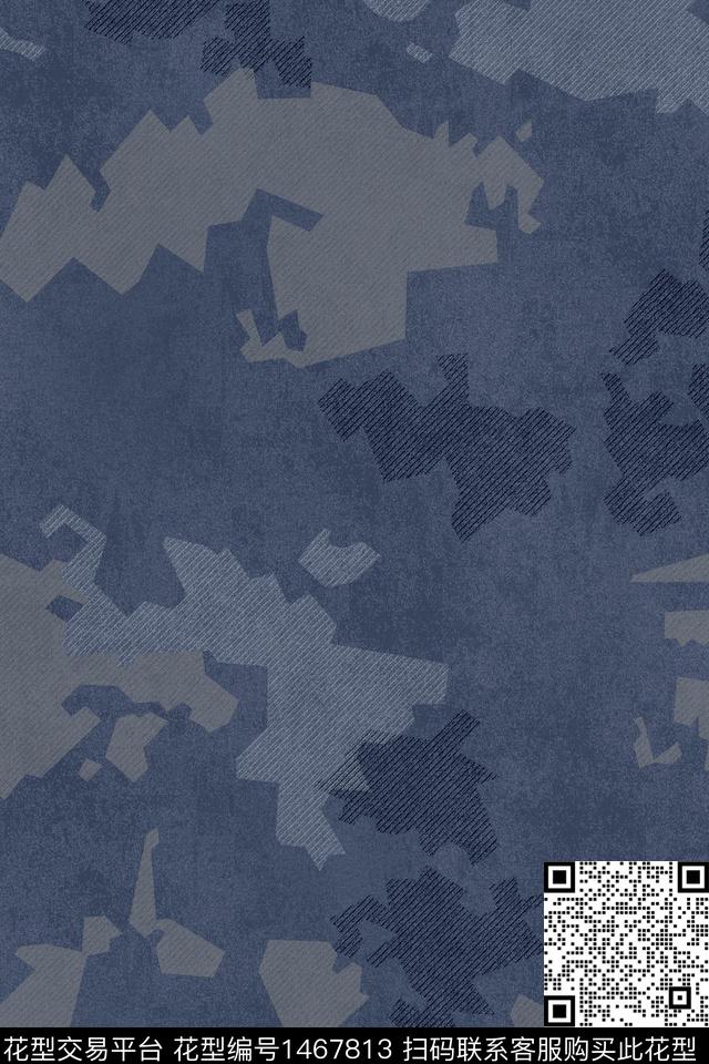 纹理男装满版花几何数码印花华亿平台下载（图片编号: 1467813） - 瓦栏（Walan）