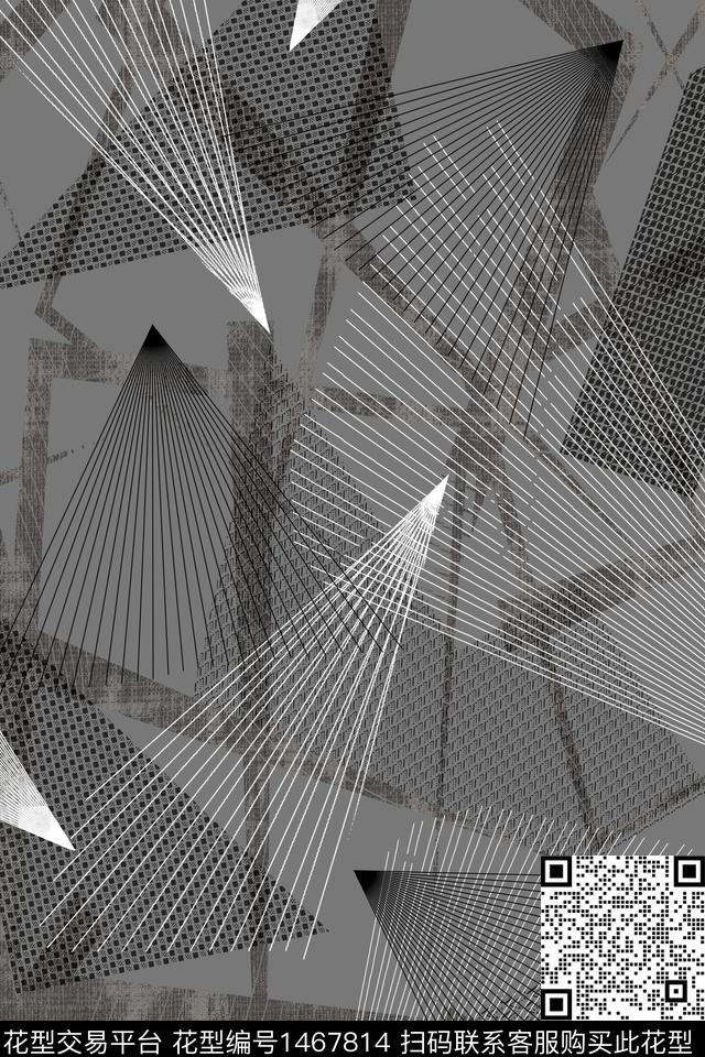 线条男装休闲数码印花华亿平台下载（图片编号: 1467814） - 瓦栏（Walan）