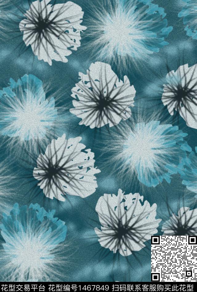 水墨风清爽底花卉花卉数码印花华亿平台下载（图片编号: 1467849） - 瓦栏（Walan）