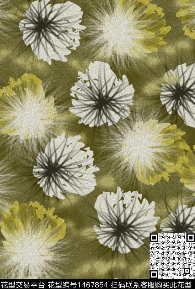 水墨风清爽底花卉花卉数码印花华亿平台下载（图片编号: 1467854） - 瓦栏（Walan）