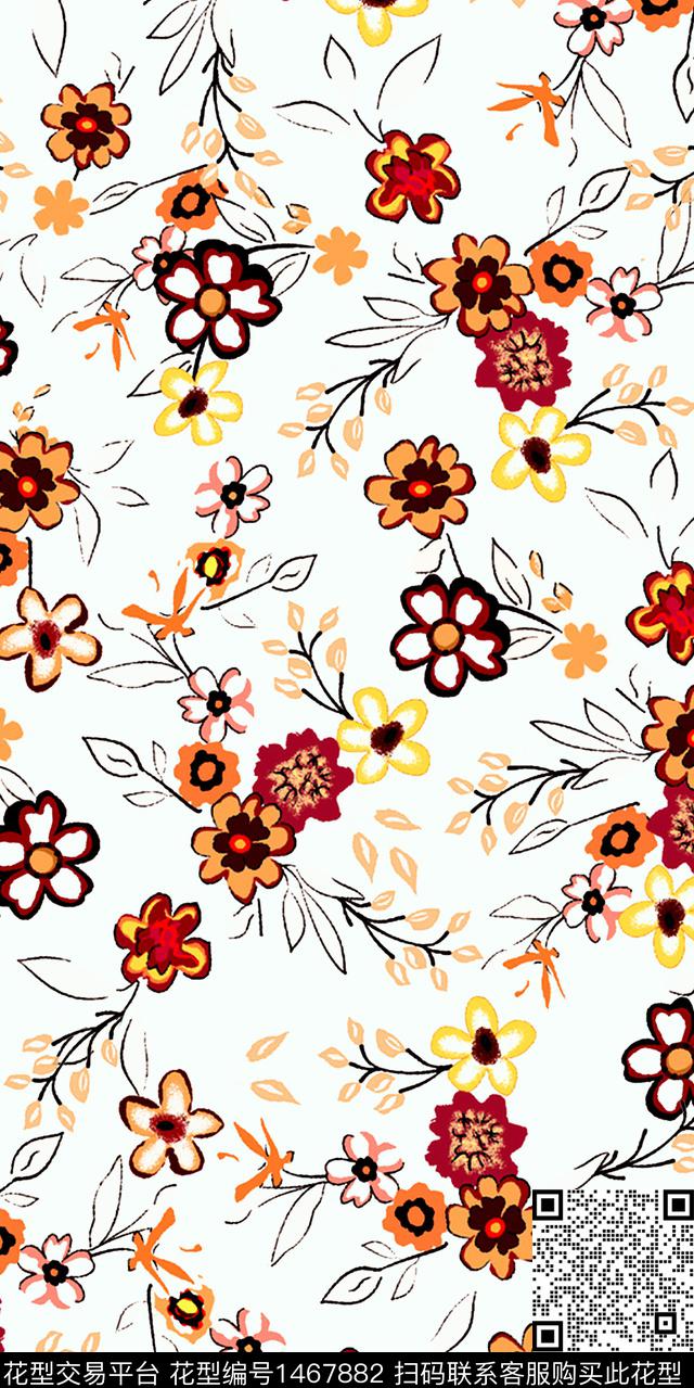 花卉大牌风小碎花数码印花华亿平台下载（图片编号: 1467882） - 瓦栏（Walan）