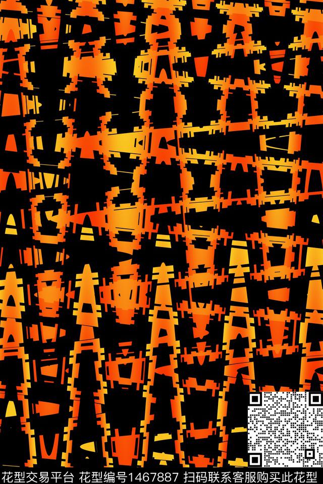 线条格子几何数码印花华亿平台下载（图片编号: 1467887） - 瓦栏（Walan）