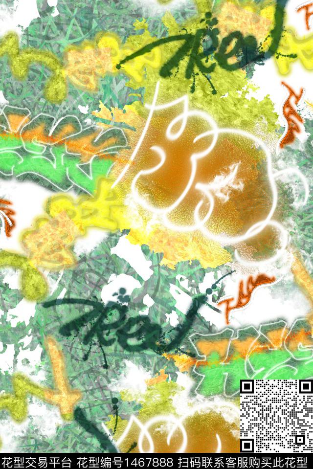 肌理抽象涂鸦数码印花华亿平台下载（图片编号: 1467888） - 瓦栏（Walan）