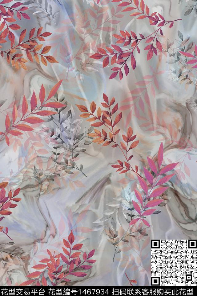 趋势华亿平台树林花卉数码印花华亿平台下载（图片编号: 1467934） - 瓦栏（Walan）