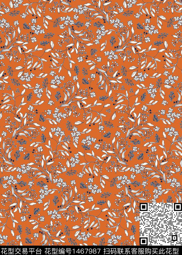绿植树叶花卉棉麻数码印花华亿平台下载（图片编号: 1467987） - 瓦栏（Walan）