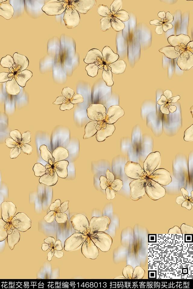 清爽底花卉大牌风小清新数码印花华亿平台下载（图片编号: 1468013） - 瓦栏（Walan）