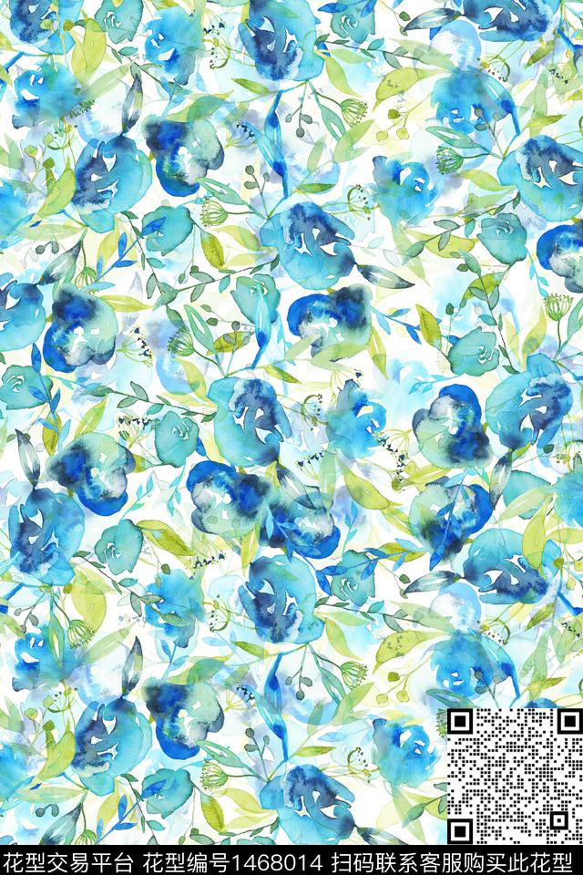 绿植树叶清爽底花卉大牌风数码印花华亿平台下载（图片编号: 1468014） - 瓦栏（Walan）