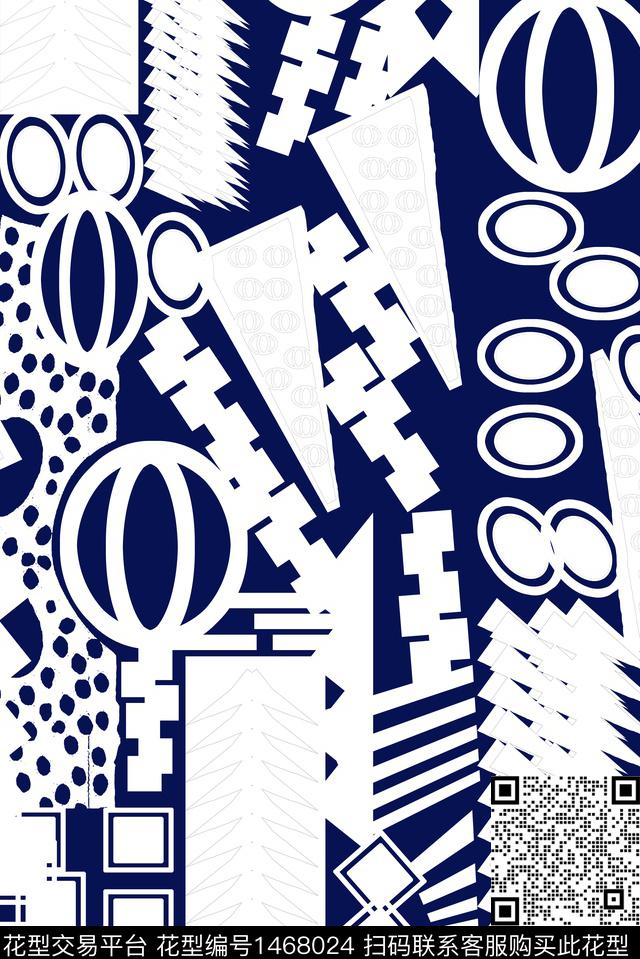 几何黑白华亿平台混合拼接数码印花华亿平台下载（图片编号: 1468024） - 瓦栏（Walan）
