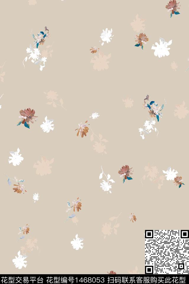 清爽底花卉大牌风小清新数码印花华亿平台下载（图片编号: 1468053） - 瓦栏（Walan）