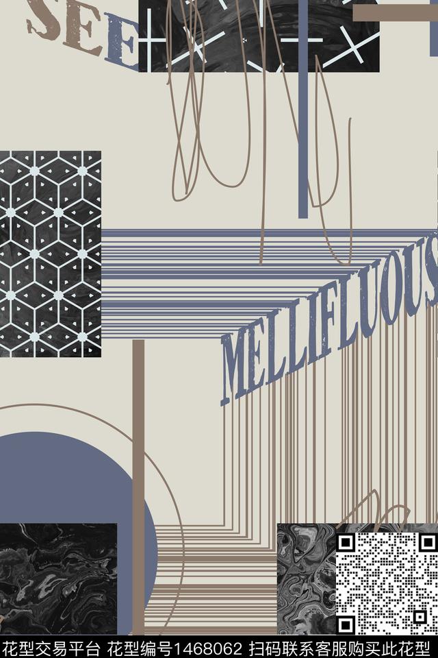 字母男装满版花几何传统印花华亿平台下载（图片编号: 1468062） - 瓦栏（Walan）