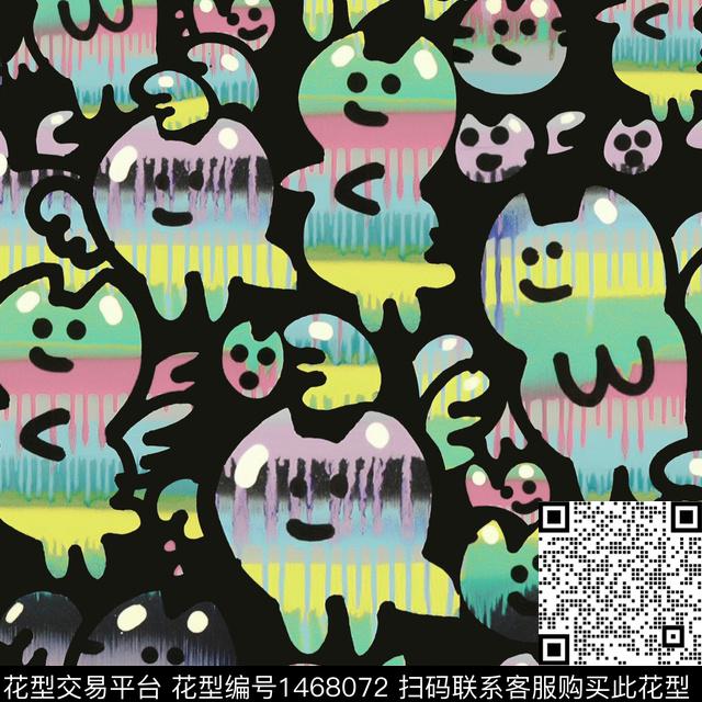 字母涂鸦人物数码印花华亿平台下载（图片编号: 1468072） - 瓦栏（Walan）