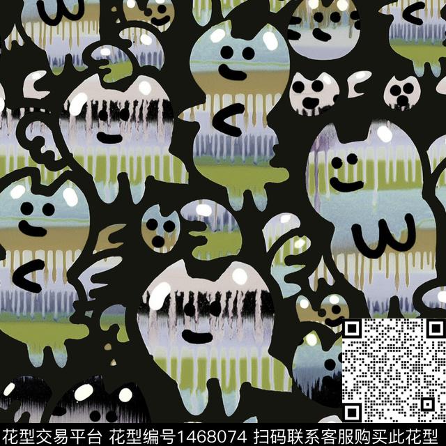 字母涂鸦人物数码印花华亿平台下载（图片编号: 1468074） - 瓦栏（Walan）