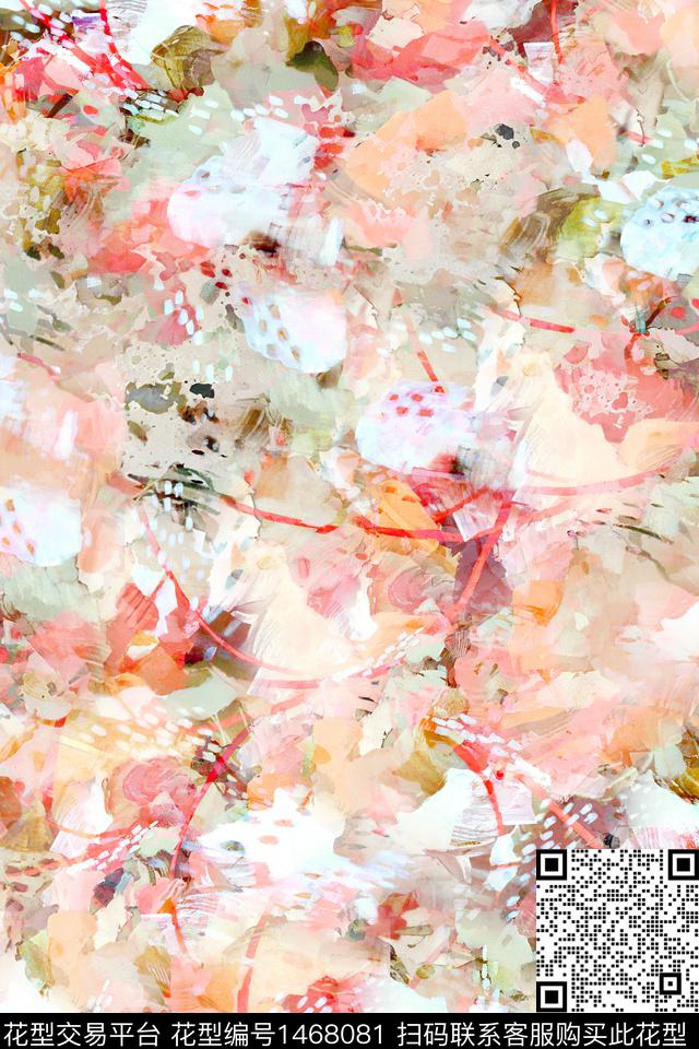 时尚抽象小清新数码印花华亿平台下载（图片编号: 1468081） - 瓦栏（Walan）