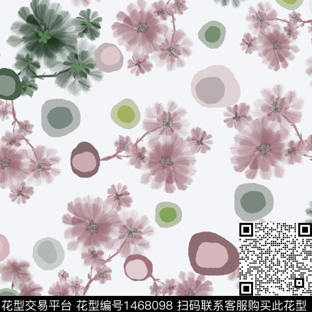 花卉小碎花圆圈与波点数码印花华亿平台下载（图片编号: 1468098） - 瓦栏（Walan）