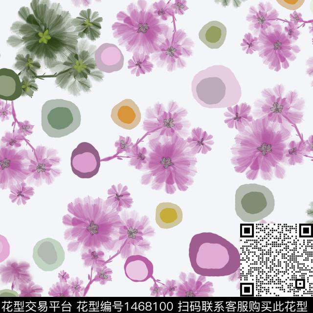 花卉小碎花圆圈与波点数码印花华亿平台下载（图片编号: 1468100） - 瓦栏（Walan）