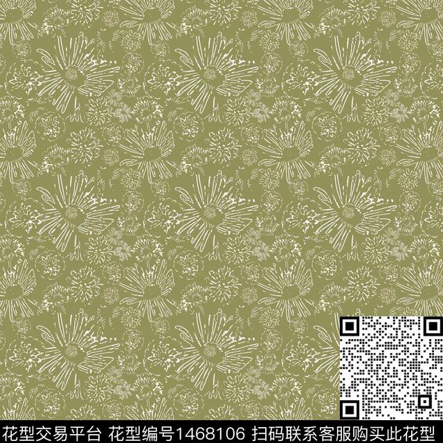 线条花卉小碎花传统印花华亿平台下载（图片编号: 1468106） - 瓦栏（Walan）