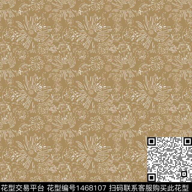 线条花卉小碎花传统印花华亿平台下载（图片编号: 1468107） - 瓦栏（Walan）