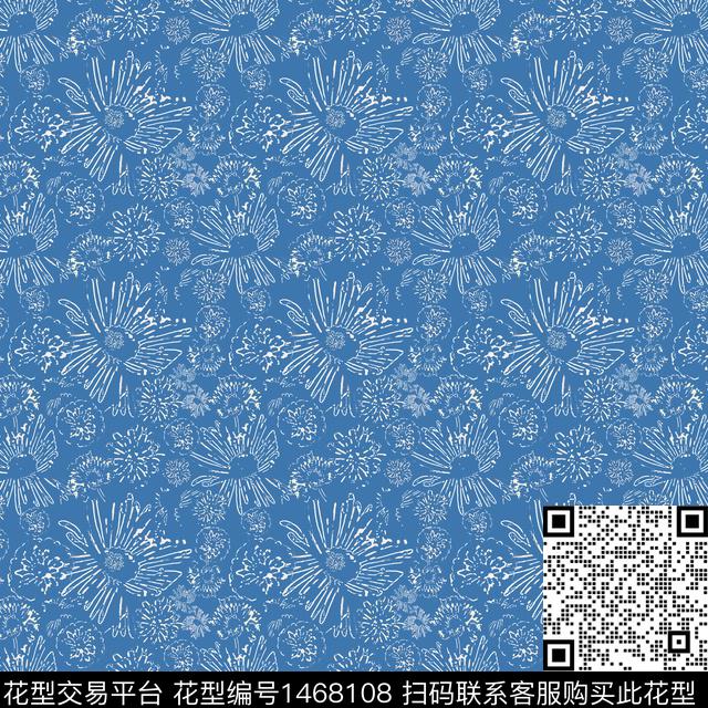 线条花卉小碎花传统印花华亿平台下载（图片编号: 1468108） - 瓦栏（Walan）