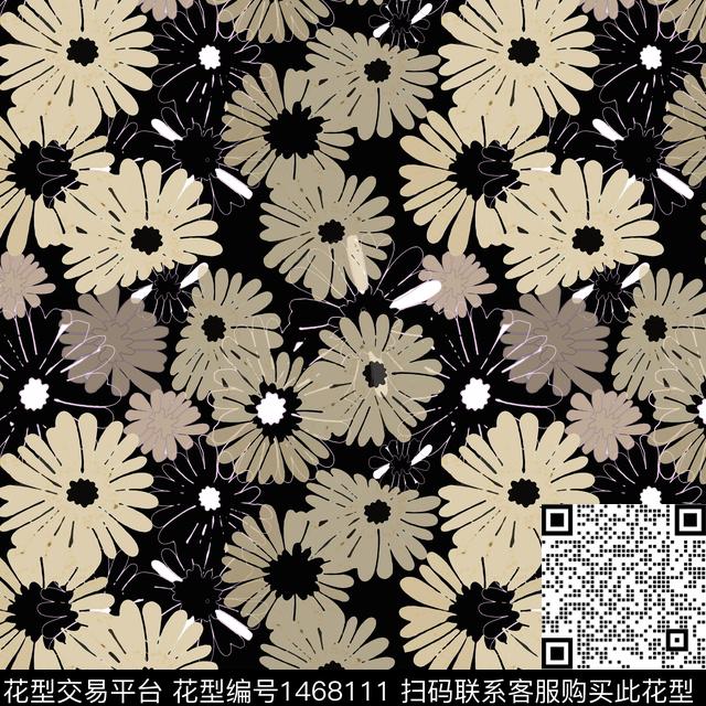 线条花卉小碎花传统印花华亿平台下载（图片编号: 1468111） - 瓦栏（Walan）