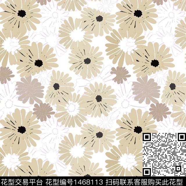 线条花卉小碎花传统印花华亿平台下载（图片编号: 1468113） - 瓦栏（Walan）