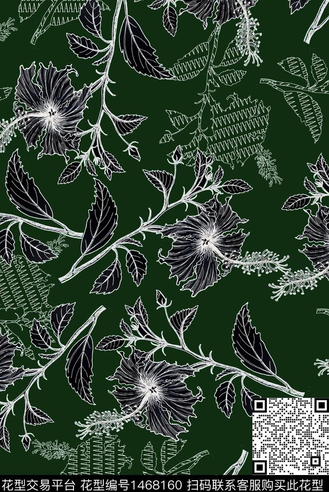 线条字母黑白华亿平台数码印花华亿平台下载（图片编号: 1468160） - 瓦栏（Walan）