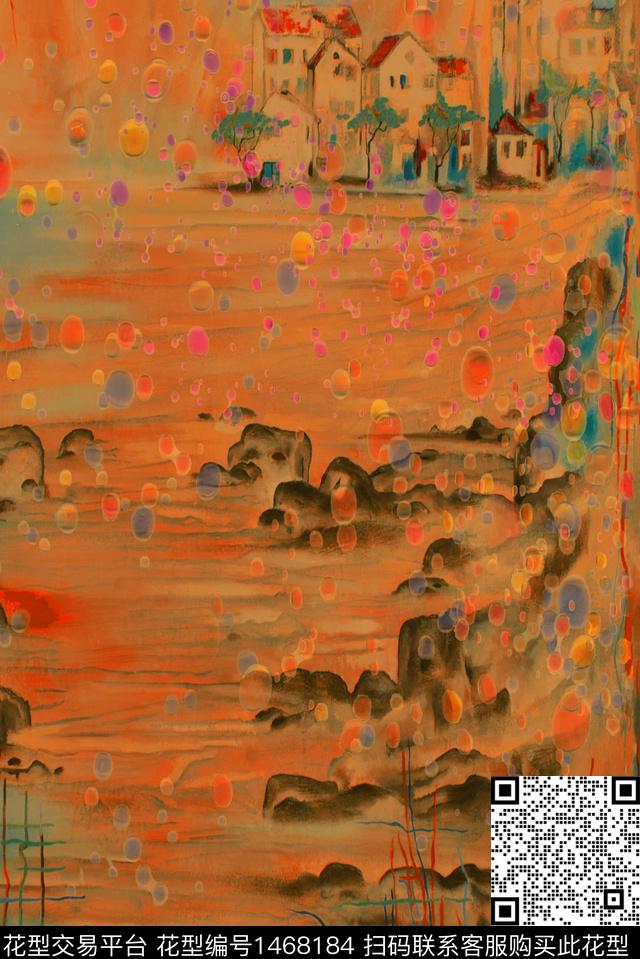 大牌风香云纱中国风数码印花华亿平台下载（图片编号: 1468184） - 瓦栏（Walan）