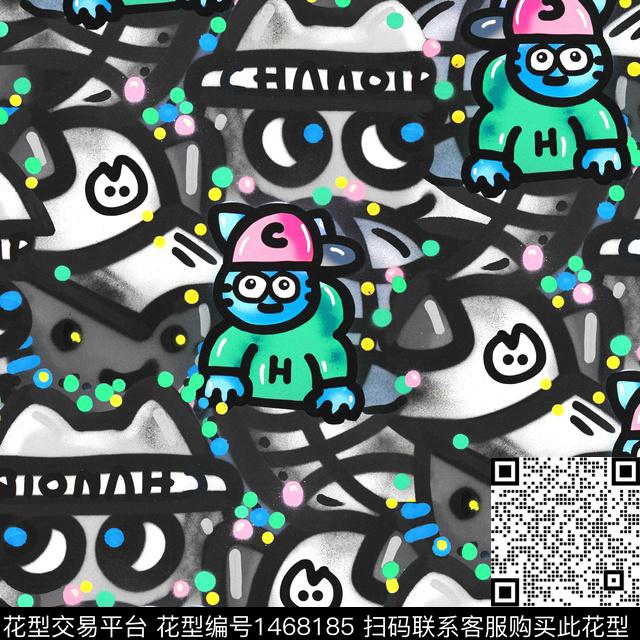 卡通人物动漫趣味数码印花华亿平台下载（图片编号: 1468185） - 瓦栏（Walan）