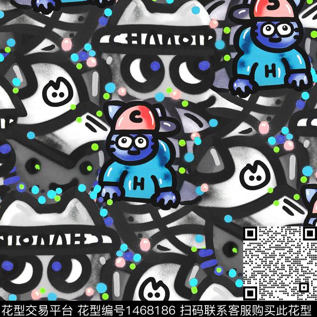 卡通人物动漫趣味数码印花华亿平台下载（图片编号: 1468186） - 瓦栏（Walan）