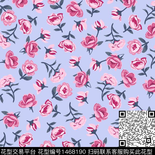 花卉满版散花小碎花数码印花华亿平台下载（图片编号: 1468190） - 瓦栏（Walan）