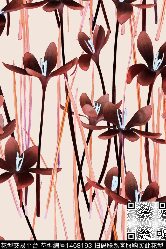 花卉配饰番红花数码印花华亿平台下载（图片编号: 1468193） - 瓦栏（Walan）