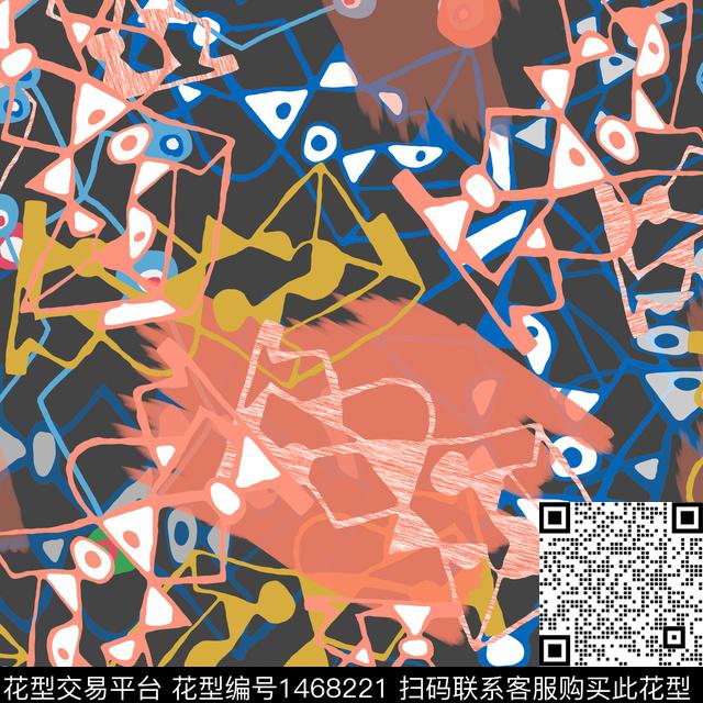 线条涂鸦男装数码印花华亿平台下载（图片编号: 1468221） - 瓦栏（Walan）