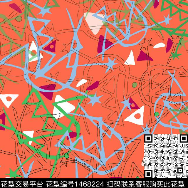 线条涂鸦男装传统印花华亿平台下载（图片编号: 1468224） - 瓦栏（Walan）