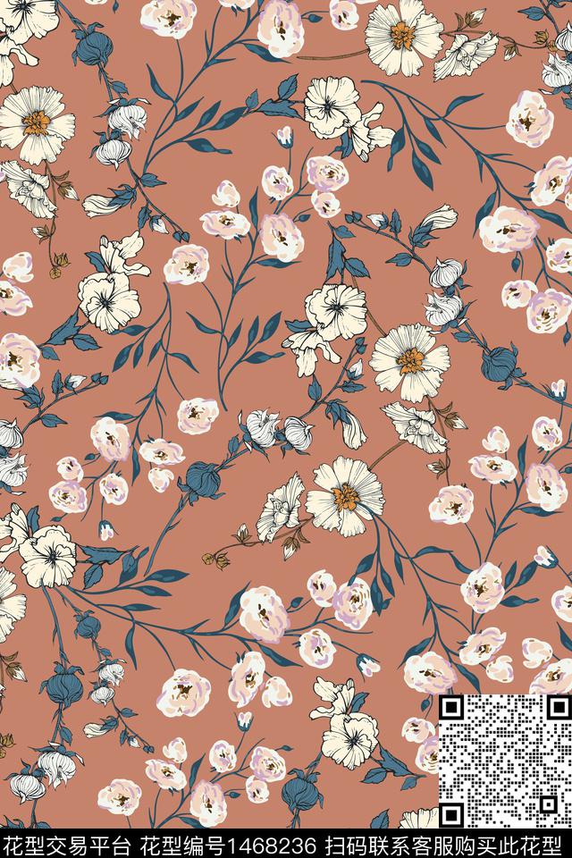 清爽底花卉花卉抽象花卉数码印花华亿平台下载（图片编号: 1468236） - 瓦栏（Walan）