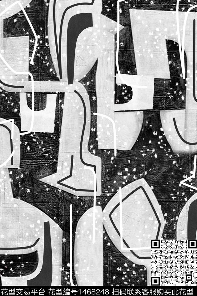 肌理几何抽象数码印花华亿平台下载（图片编号: 1468248） - 瓦栏（Walan）